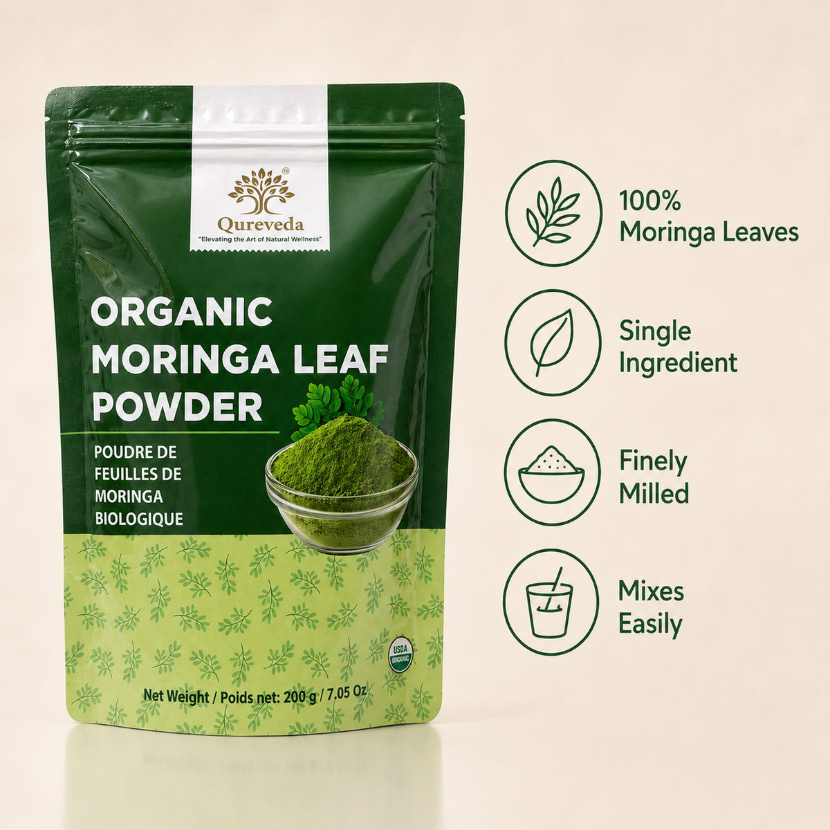 Organic Handpicked Moringa Leaf Powder