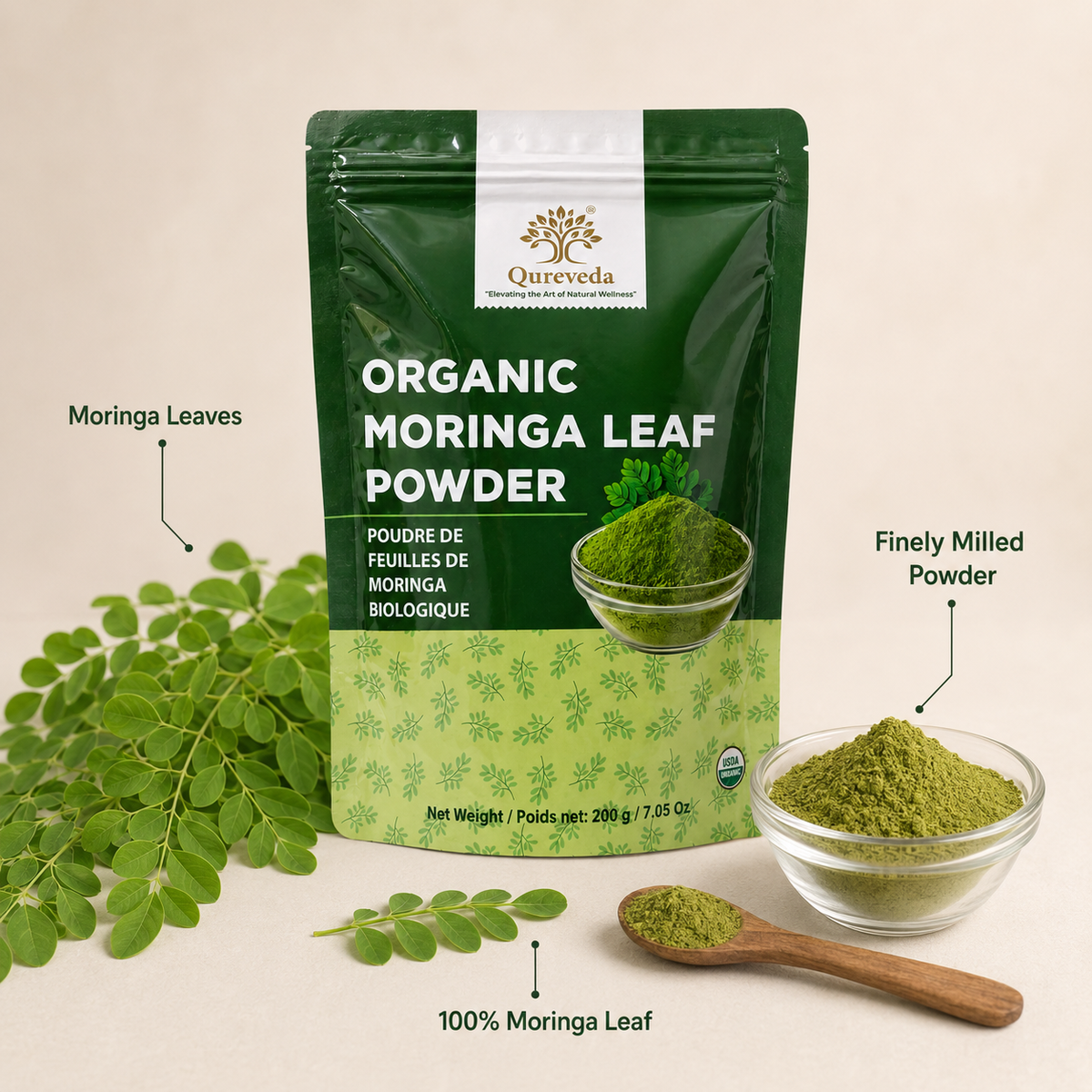 Organic Handpicked Moringa Leaf Powder