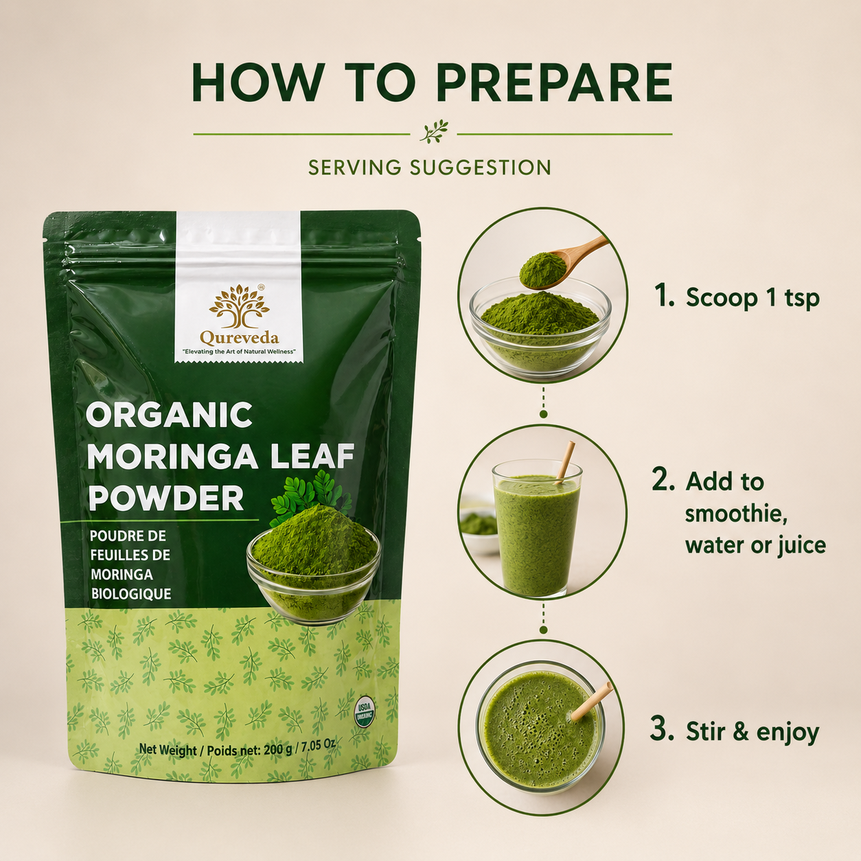 Organic Handpicked Moringa Leaf Powder