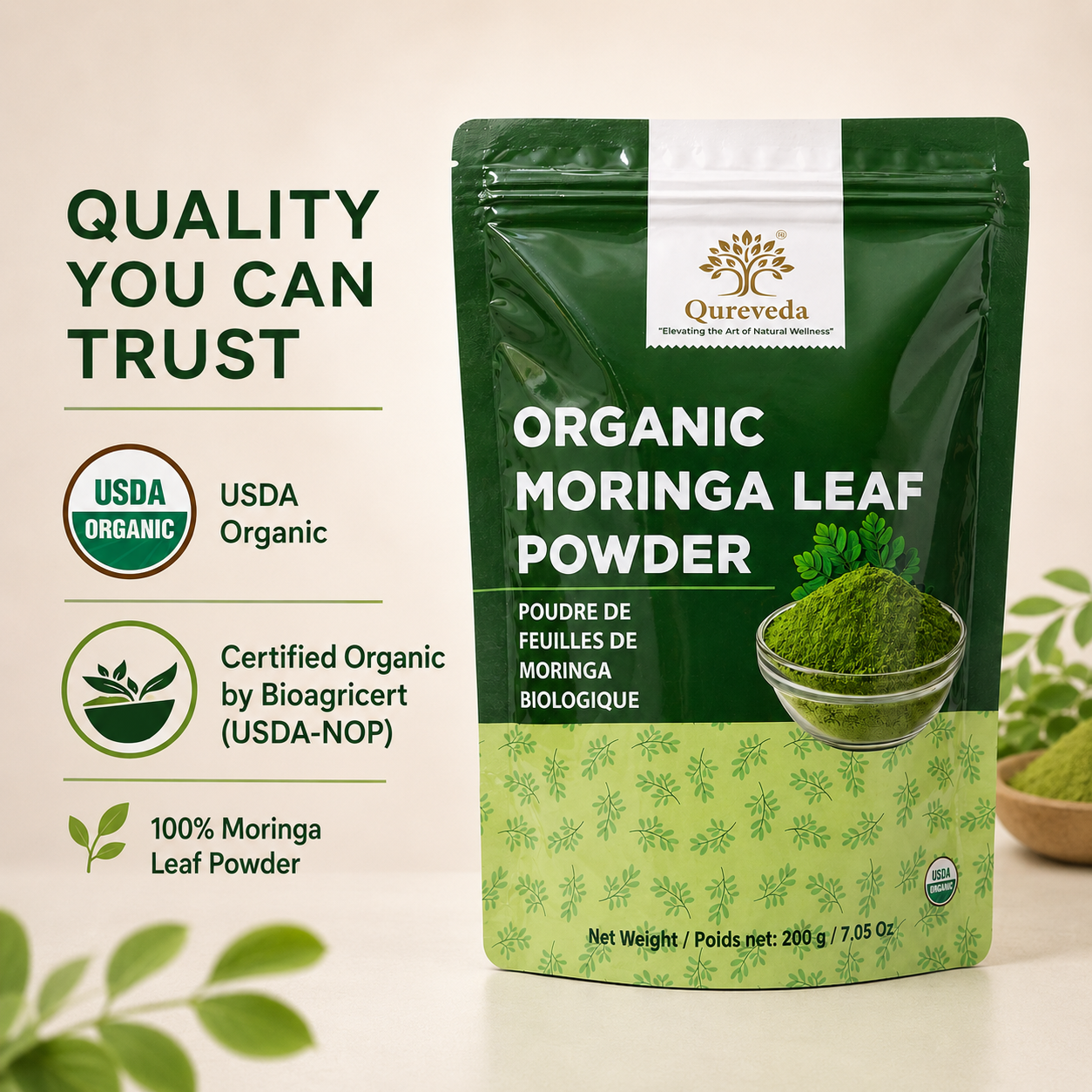 Organic Handpicked Moringa Leaf Powder